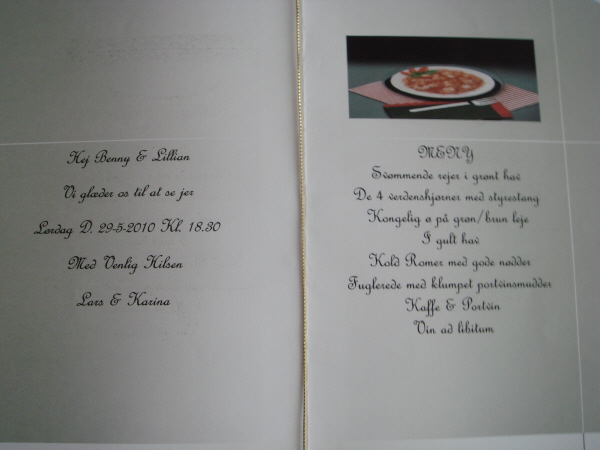 Invitation med menukort